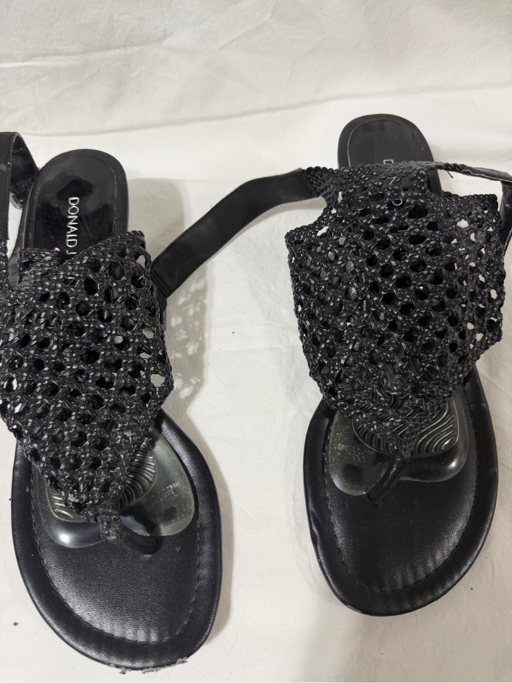 Donald J. Pliner Black Woven Toe-Post Sandals with Slingback